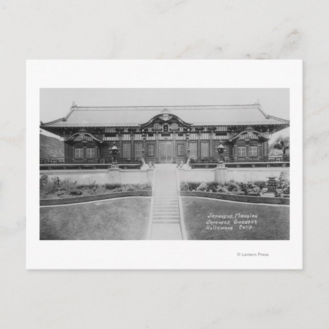 Cartão Postal Hollywood, mansão japonesa de CA nos jardins (Frente)