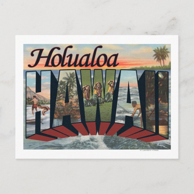 Cartão Postal Holualoa, Havaí - Cenas com Letras Grandes (Frente)