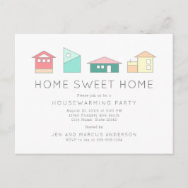 Cartão Postal Home Sweet Home Minimalist Housearming Party