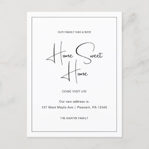 Cartão Postal Home Sweet Home Novo Anúncio de Movimentação de En