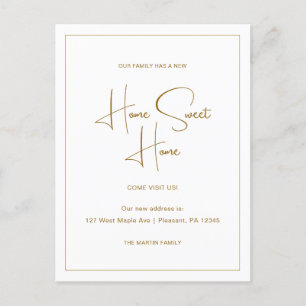 Cartão Postal Home Sweet Home Novo Anúncio de Movimentação de En