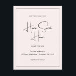 Cartão Postal Home Sweet Home Novo Anúncio de Movimentação de En<br><div class="desc">Este simples cartão-postal de lançamento em movimento, cor-de-rosa, apresenta um design clássico com um script de cartazes manuais. Esta mudança minimalista, cor-de-rosa, do anúncio do endereço apresenta uma fronteira enquadrada e notícias de sua grande mudança para uma nova Home Sweet Home Home Home. A parte traseira deste novo cartão postal...</div>