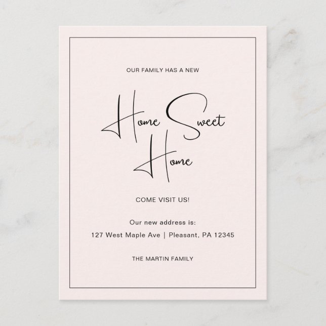 Cartão Postal Home Sweet Home Novo Anúncio de Movimentação de En (Frente)