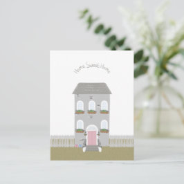 Cartão Postal Home Sweet Home Quote House Illustration Card