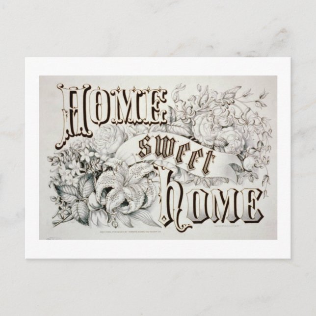 Cartão Postal Home Sweet Home Vintage Design (Frente)