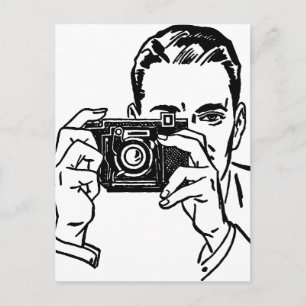 Cartão Postal Homem Antigo Com Câmera