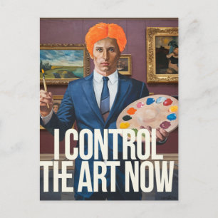 Cartão Postal Homem-Cabelo Laranja Controla Arte em Museu