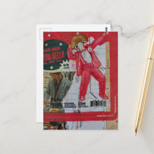 Cartão Postal Homem Cogumelo e Mapa Com Colagem de Imagens Retrô