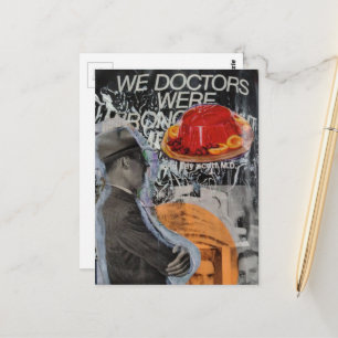 Cartão Postal Homem com colagem de sobremesa flutuante