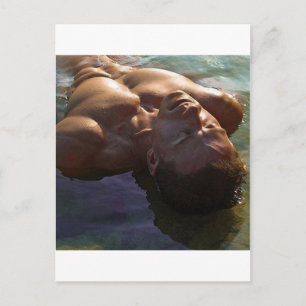 Cartão Postal Homem de Sentidos flutuando nas costas - pintura o