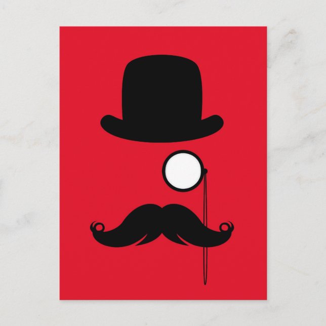 Cartão Postal Homem de Stache do Moustache do bigode com vidros (Frente)
