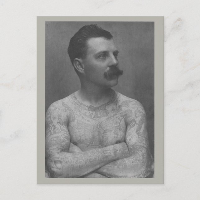 Cartão Postal Homem de Tatuagem Vitoriano (Frente)