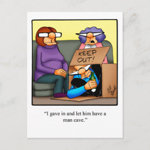 Cartão Postal Homem Engraçado Caverna Humor Postcad