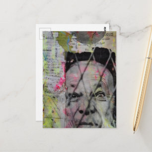 Cartão Postal homem enjaulado retro junk journal colagem mista
