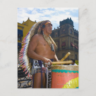 Cartão Postal Homem maduro tocando tambor com batente, Zocalo.