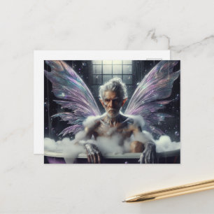 Cartão Postal Homem mais velho fada Cabelo Grisalho na banheira 