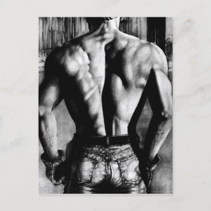 Cartão Postal Homem Musculoso de Calças Jeans Justas Arte Origin