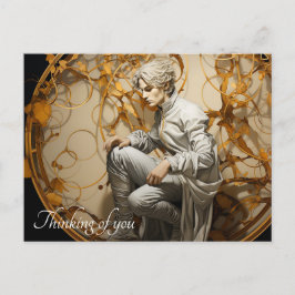 Cartão Postal Homem numa pintura de madeira de ouro