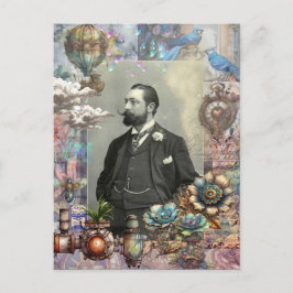 Cartão Postal Homem vitoriano steampunk e seu sonho.
