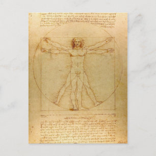 Cartão Postal Homem Vitruviano por Leonardo Da Vinci