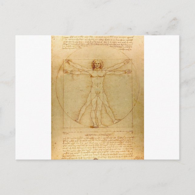 Cartão Postal Homem Vitruviano por Leonardo da Vinci (Frente)