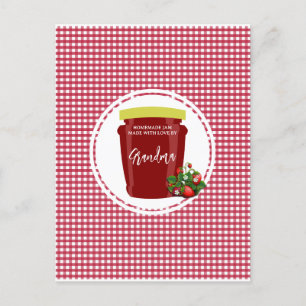 Cartão Postal Homemade Jam Red e White Gingham Editável
