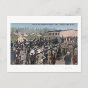 Cartão Postal Homens convocados relatando ao Camp Lewis