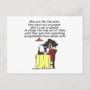 Cartão Postal Homens e Humor do Vinho Fino