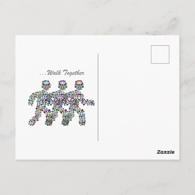Cartão Postal Homens em Movimento - Gemstone Andando Design (Verso)