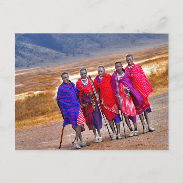 Cartão Postal Homens Maasai (Frente)