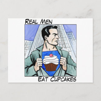 Cartão Postal Homens Reais Comem Cupcakes