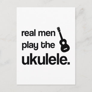 CARTÃO POSTAL HOMENS REAIS JOGAM O UKULELE