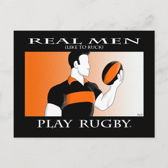 Cartão Postal Homens Reais: Rugby (Frente)