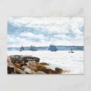 Cartão Postal Homer - Barcos à vela em Gloucester, belas artes