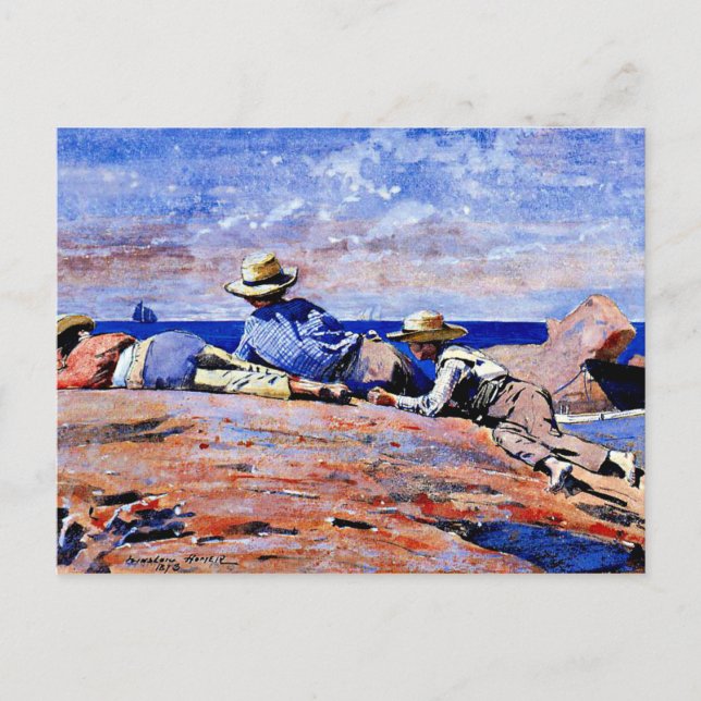 Cartão Postal Homer - Três Meninos na margem (Frente)