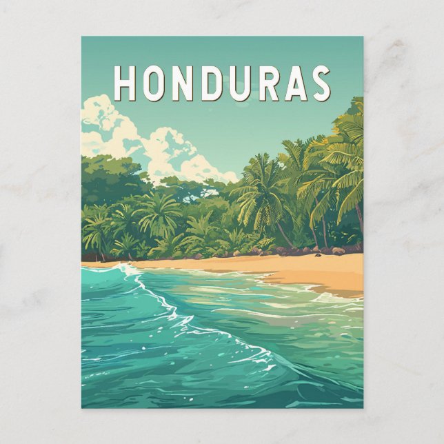 Cartão Postal Honduras Illustration Travel Art Vintage (Frente)