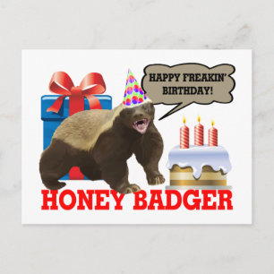 Cartão Postal Honey Badger Happy Freakin' Birthday