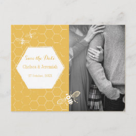 Cartão Postal Honey Bee Yellow Photo Save the Date Postcard