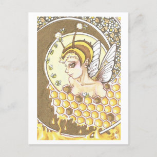 Cartão Postal Honey Spiral Fairy Bee Nymph Fantasy Art Impressão