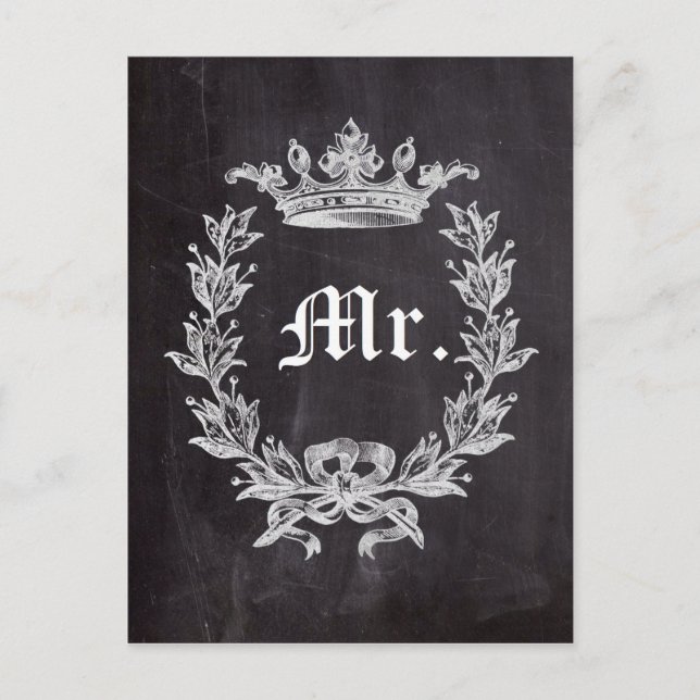 Cartão Postal Honeymoon Groom chalkboard wedding Mr (Frente)