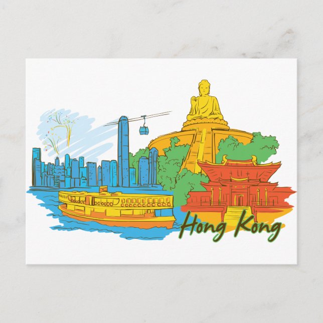 Cartão Postal Hong Kong, China (Frente)