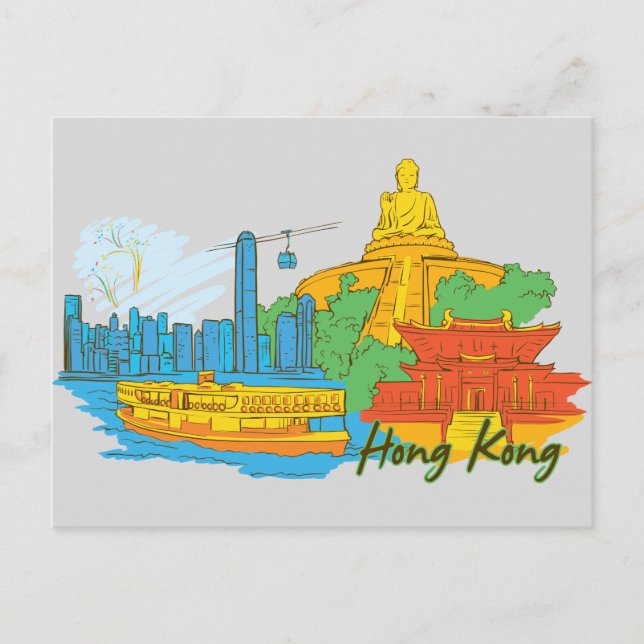 Cartão Postal Hong Kong, China Cidade Familiar (Frente)