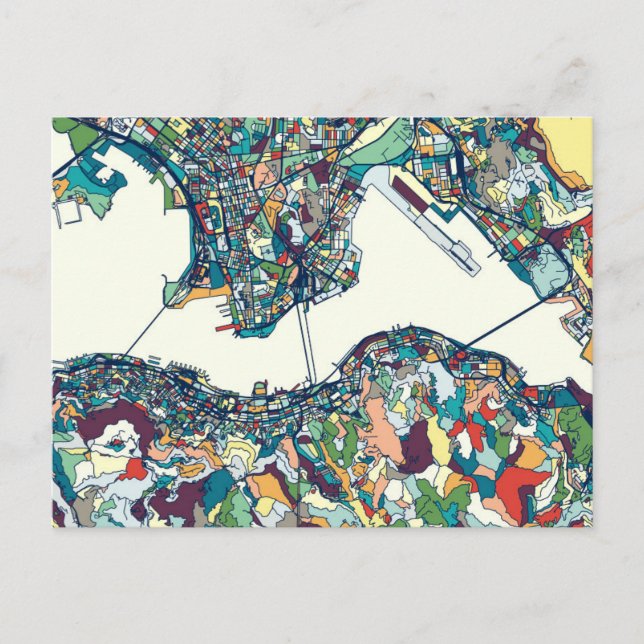 Cartão Postal Hong Kong, China Map (Frente)