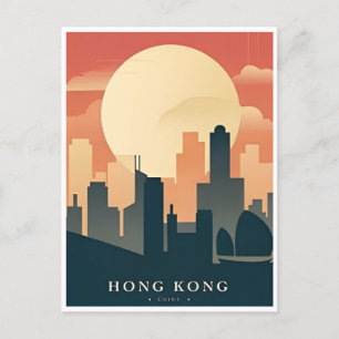 Cartão Postal Hong Kong China Viagem Art Vintage, ásia chinesa