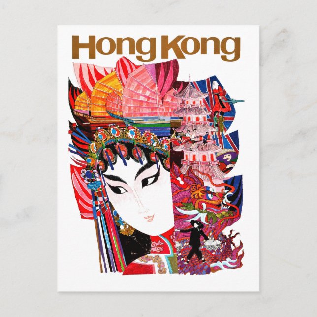 Cartão Postal Hong Kong, Oriente, atrações turísticas, Geisha (Frente)