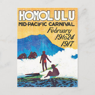 Cartão Postal Honolulu, carnaval Médio-Pacífico, viagens vinta