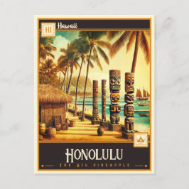 Cartão Postal Honolulu, Havaí | Antigo