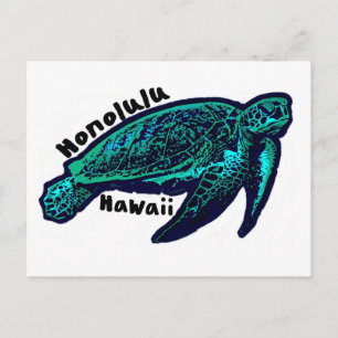 Cartão Postal Honolulu Hawaii - tartaruga-do-mar artístico