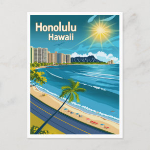 Cartão Postal Honolulu Hawaii - Viagens vintage de Vista Costeir