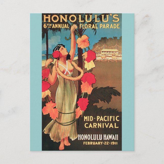 Cartão Postal Honolulu, Parada Floral Anual do 6 Havaí 1911 (Frente)